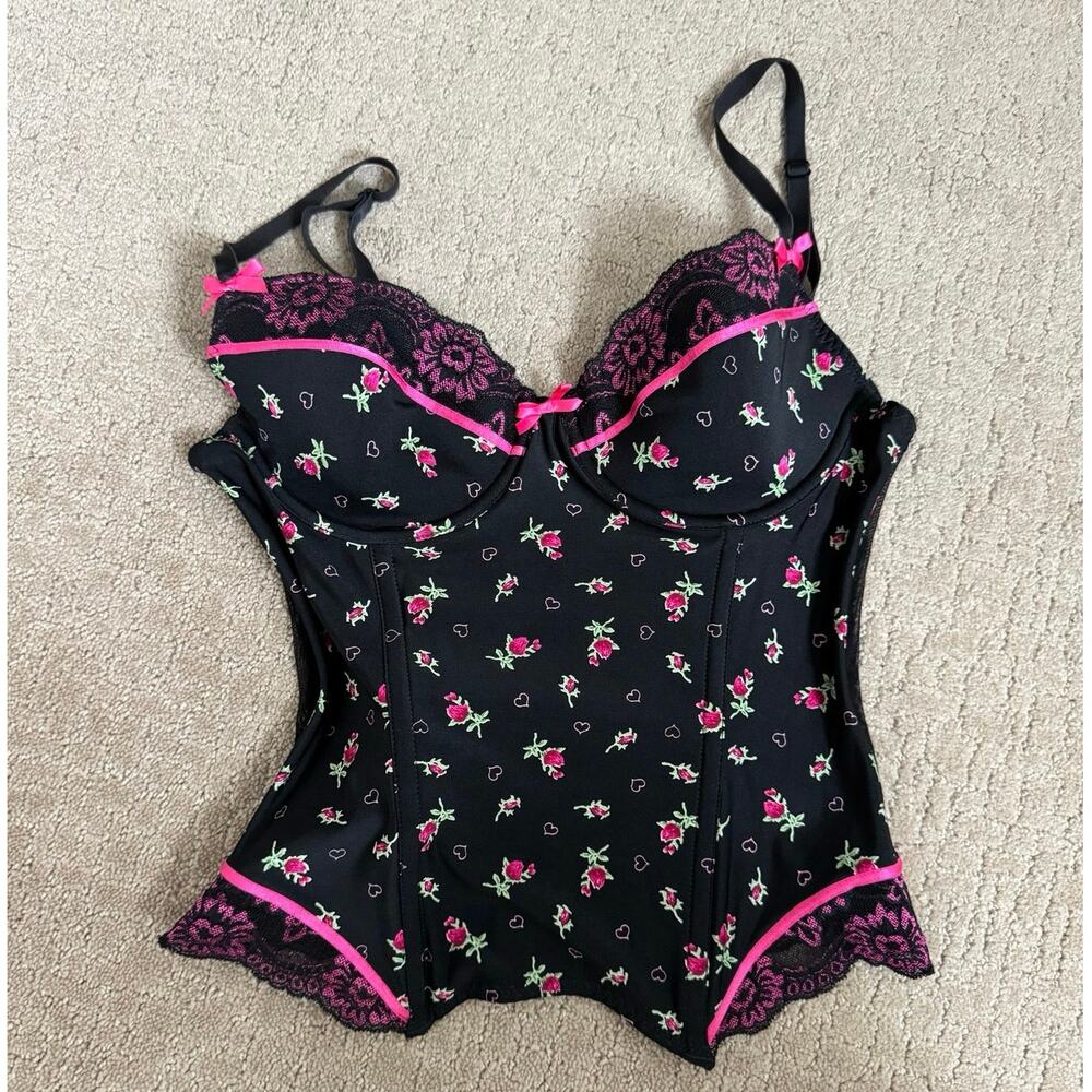 Victoria's Secret Black and Pink Floral Shapewear